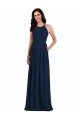 Criss Cross Back Crepe Halter Evening Dress with Pockets