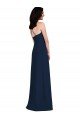 Criss Cross Back Crepe Halter Evening Dress with Pockets