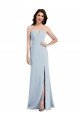 Strapless Notch Crepe Evening Dress with Front Slit