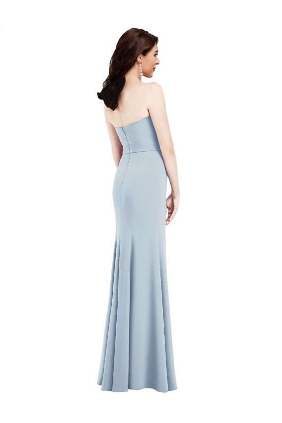 Strapless Notch Crepe Evening Dress with Front Slit