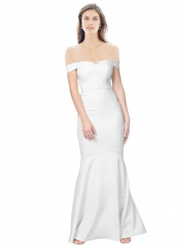Mermaid Off the Shoulder Long Crepe Evening Dress with Low Back Canada
