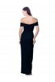Off the Shoulder Long Full Length Crepe Evening Dress with Side Split