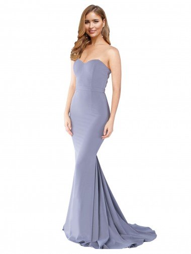 Long Strapless Sweetheart Sweep Train Crepe Evening Dress with Low Back Canada