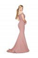 Off the Shoulder Sweetheart Long Sweep Train Crepe Evening Dress