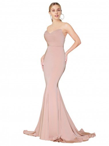 Sweep Train Sweetheart Long Mermaid Crepe Evening Dress Low Back Canada