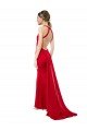 High Neck Mermaid Open Back Crepe Evening Maxi Dress with Train Detail