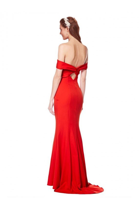 Cross Front and Back Bardot Sleeveless Crepe Evening Maxi Dress