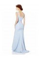 Square Neck Maxi Crepe Bridesmiad Dress With Fishtail Train
