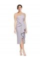 Short Strapless Crepe Cocktail Evening Dress with Ruffles