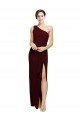 One Shoulder Sheath Crepe Evening Dress with High Side Split