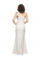 One Shoulder Long Full Length Crepe Evening Dress with Ruffles and Side Split