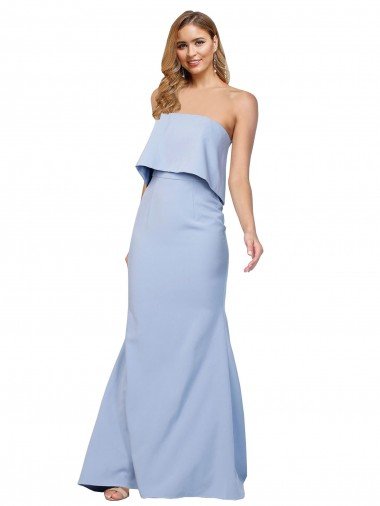 Strapless Full Length Crepe Evening Dress with Bodice Overlay Canada