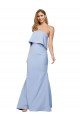 Strapless Full Length Crepe Evening Dress with Bodice Overlay