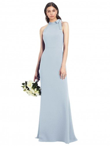 Halter Bow Neck Open Back Soft Full Length Trumpet Evening Dress Canada