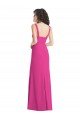 Wide Strap Notch Empire Waist Evening Dress with Front Slit