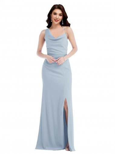 One Shoulder Draped Cowl Neck Evening Maxi Dress Canada