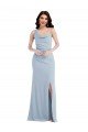 One Shoulder Draped Cowl Neck Evening Maxi Dress