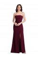 Strapless Crepe Evening Maxi Dress with Front Slit