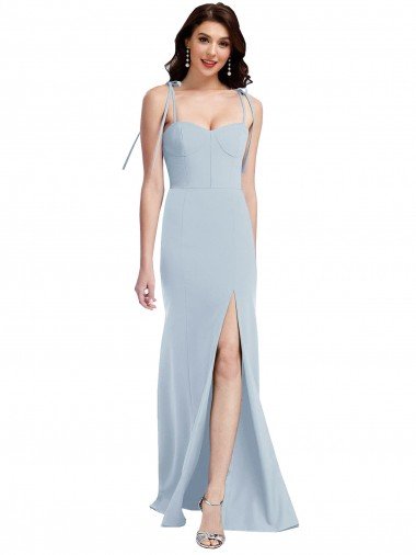 Bustier Style Crepe Evening Dress with Bow Straps Canada