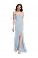 Bustier Style Crepe Evening Dress with Bow Straps