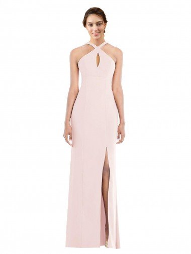 Criss Cross Halter Princess Line Trumpet Crepe Evening Dress Canada