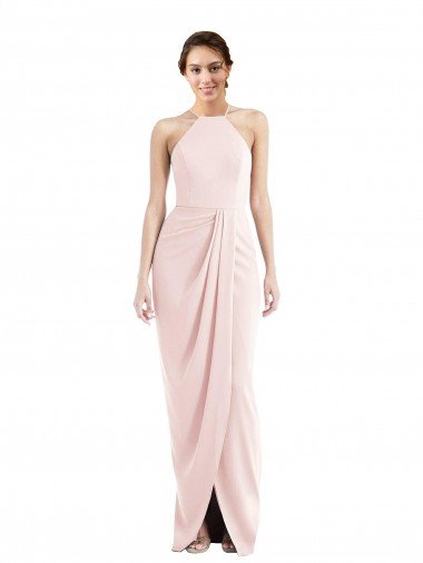 Halter Draped Tulip Skirt Evening Maxi Dress Canada