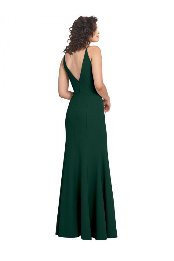 Form Fitting Stretch Crepe A-Line Evening Dress