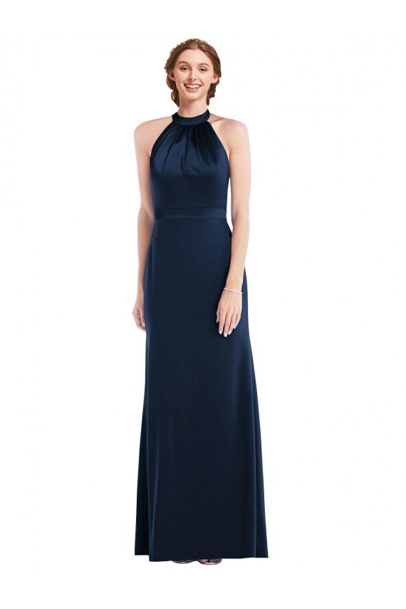 High Neck Open Back Long Evening Maxi Dress
