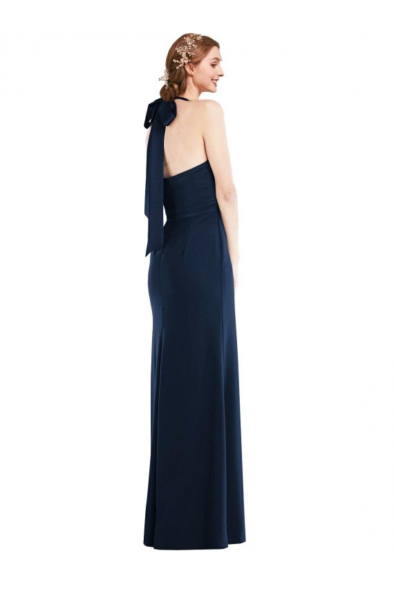 High Neck Open Back Long Evening Maxi Dress