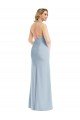 Plunge Neck Halter Backless Trumpet Evening Dress with Front Slit