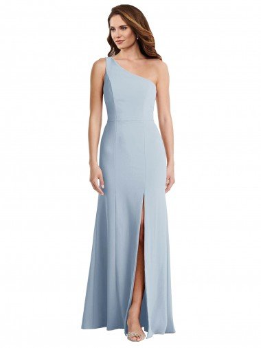 Bold One Shoulder Trumpet Maxi Crepe Evening Dress Canada