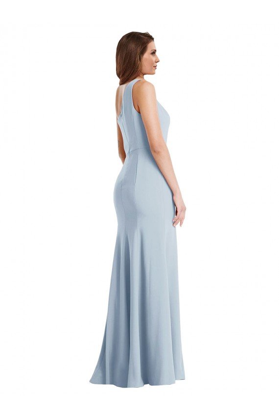 Bold One Shoulder Trumpet Maxi Crepe Evening Dress