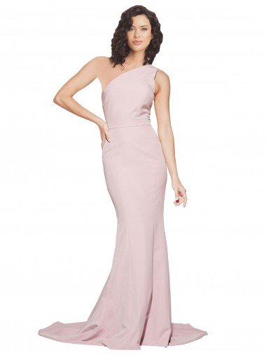 Long Sweep Train One Shoulder Crepe Evening Dress with Side Leg Split Canada