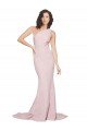 Long Sweep Train One Shoulder Crepe Evening Dress with Side Leg Split
