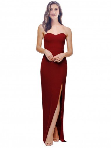 Straight Pencil Skirt Long Sweetheart Crepe Evening Dress with High Side Split Canada
