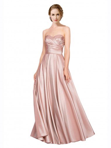 Long Plated Strapless Sweetheat Stretch Satin Evening Dress Canada
