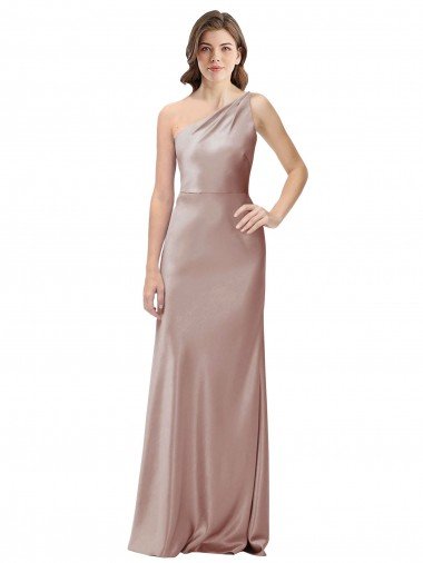 One Shoulder Black-Tie Floor Length Long Stretch Satin Evening Dress Canada