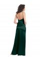 Long Slim Scoop Neck Stretch Satin Evening Dress with Open Back