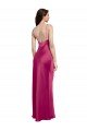 V-Neck Spaghetti Straps Slim Stretch Satin Evening Dress with Low Scoop Back