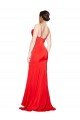Low Back Cowl Neck Stretch Satin Evening Dress with High Side Slit