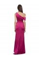 Off the Shoulder Short Sleeves Stretch Satin Evening Dress with Side Slit
