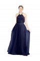 Long A-Line High Neck Halter Tulle Evening Dress