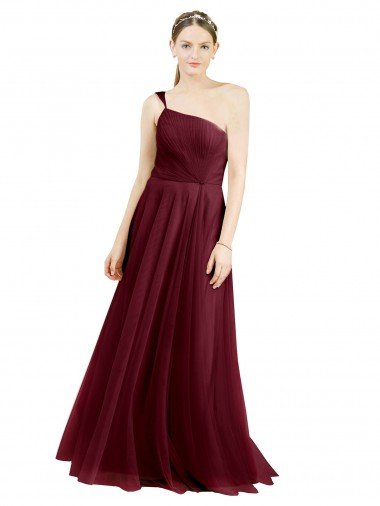 One Shoulder Floor Length Long Tulle Evening Dress Canada