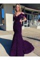 Cold Shoulder Sleeveless Long Court Train Velvet Sequin Evening Dress