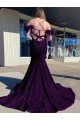 Cold Shoulder Sleeveless Long Court Train Velvet Sequin Evening Dress