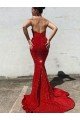 Mermaid Sweetheart Sleeveless Long Court Train Velvet Sequin Evening Dress