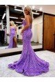 A-Line Sweetheart Sleeveless Long Velvet Sequin Evening Dress with Slit