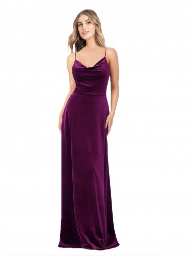 Draped Neckline Spaghetti Straps Velvet Evening Dress Canada