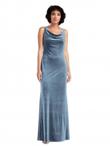 Floor Length Cowl Neck Long Stretch Velvet Evening Maxi Dress Canada