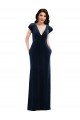Flutter Sleeve Wrap Bodice Velvet Evening Maxi Dress with Pockets